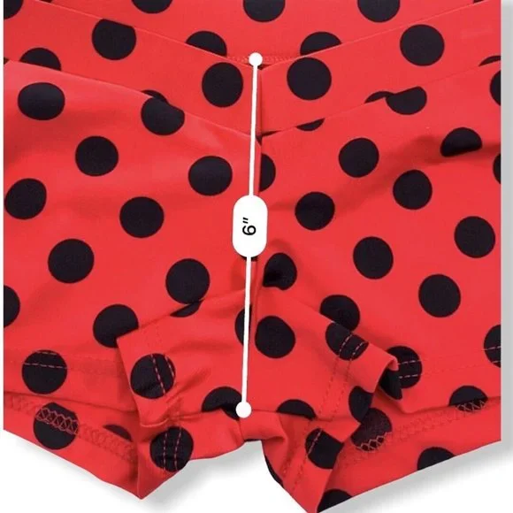 Womens Cheer Dance Boy Cut Hot Pants Black Red Polka Dots Low Rise Small New - Picture 4 of 7